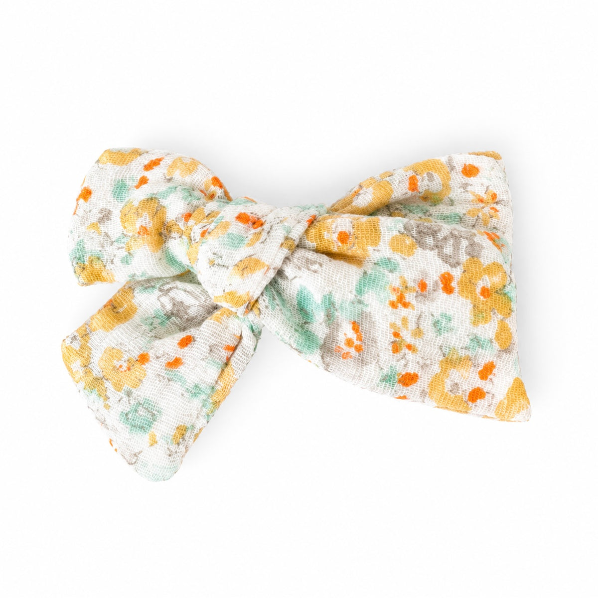 Moñito flores amarillas con pinza - algodón